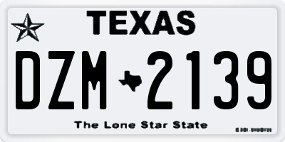 TX license plate DZM2139