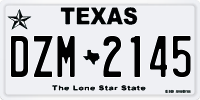 TX license plate DZM2145