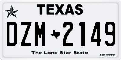 TX license plate DZM2149