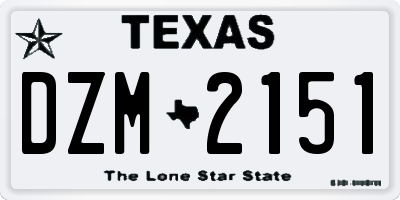 TX license plate DZM2151