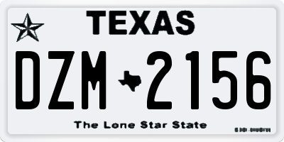 TX license plate DZM2156