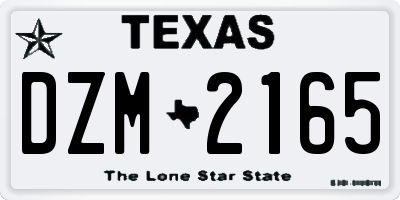 TX license plate DZM2165