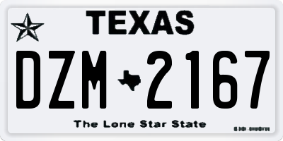 TX license plate DZM2167