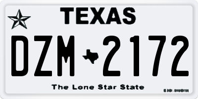 TX license plate DZM2172