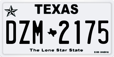 TX license plate DZM2175
