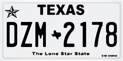 TX license plate DZM2178