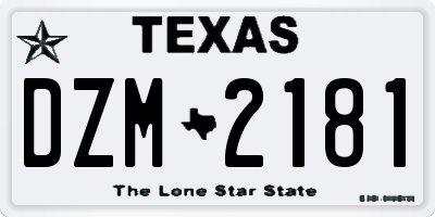 TX license plate DZM2181