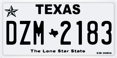 TX license plate DZM2183
