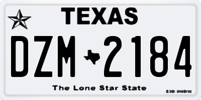 TX license plate DZM2184