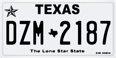 TX license plate DZM2187
