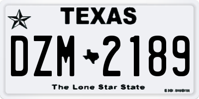 TX license plate DZM2189