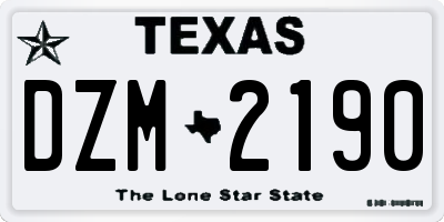 TX license plate DZM2190