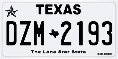 TX license plate DZM2193