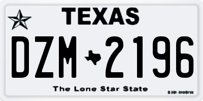 TX license plate DZM2196