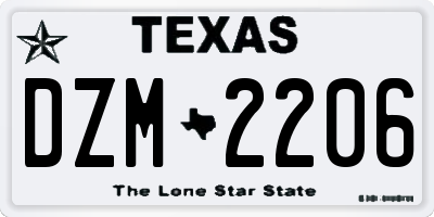 TX license plate DZM2206
