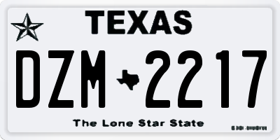 TX license plate DZM2217