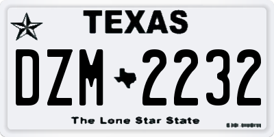 TX license plate DZM2232