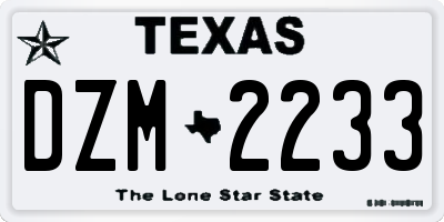 TX license plate DZM2233