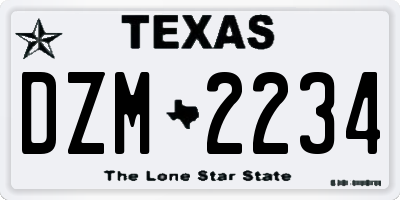 TX license plate DZM2234