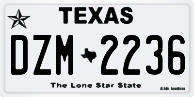 TX license plate DZM2236