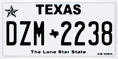 TX license plate DZM2238