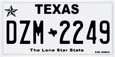 TX license plate DZM2249