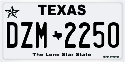 TX license plate DZM2250