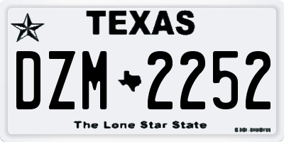 TX license plate DZM2252