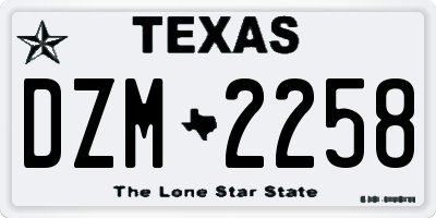 TX license plate DZM2258