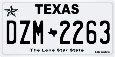 TX license plate DZM2263