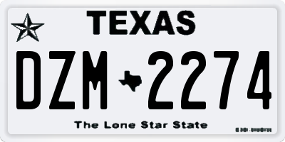 TX license plate DZM2274