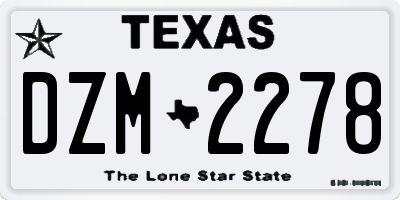 TX license plate DZM2278