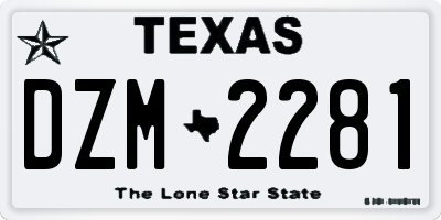 TX license plate DZM2281