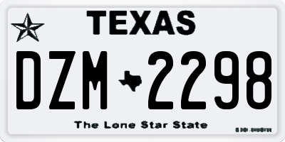 TX license plate DZM2298