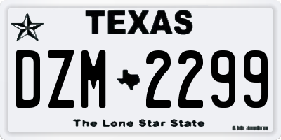 TX license plate DZM2299