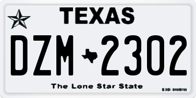 TX license plate DZM2302