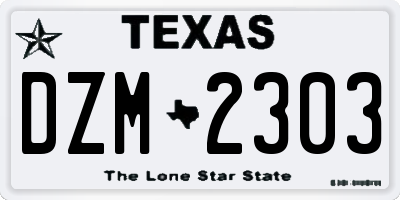 TX license plate DZM2303