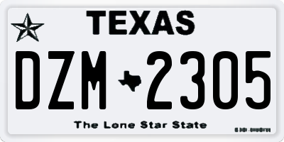 TX license plate DZM2305