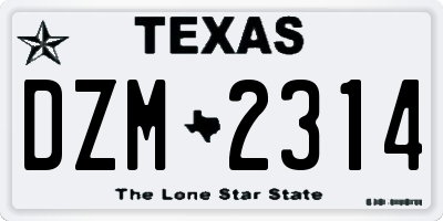 TX license plate DZM2314