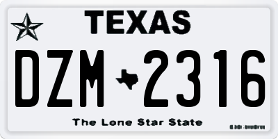 TX license plate DZM2316
