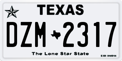 TX license plate DZM2317