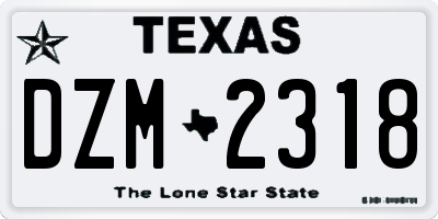 TX license plate DZM2318