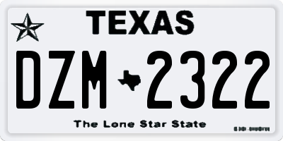 TX license plate DZM2322