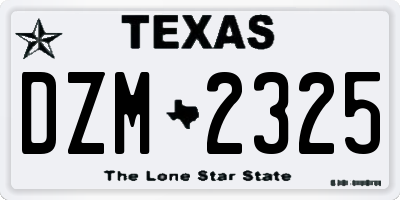 TX license plate DZM2325