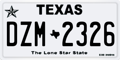 TX license plate DZM2326