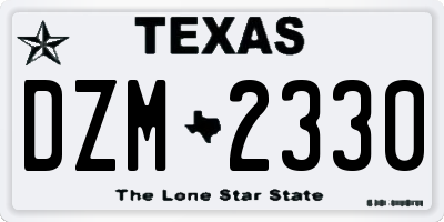 TX license plate DZM2330