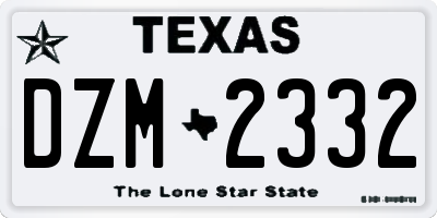 TX license plate DZM2332