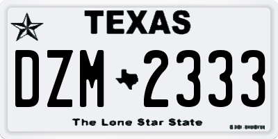 TX license plate DZM2333