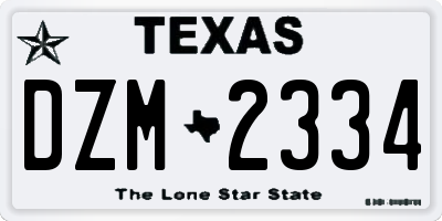 TX license plate DZM2334