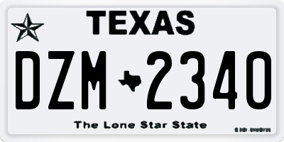 TX license plate DZM2340